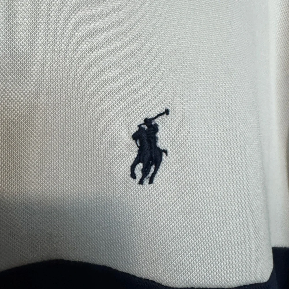 Polo Ralph Lauren Performance Polo Mens XL White Navy Red Colorblock Stretch